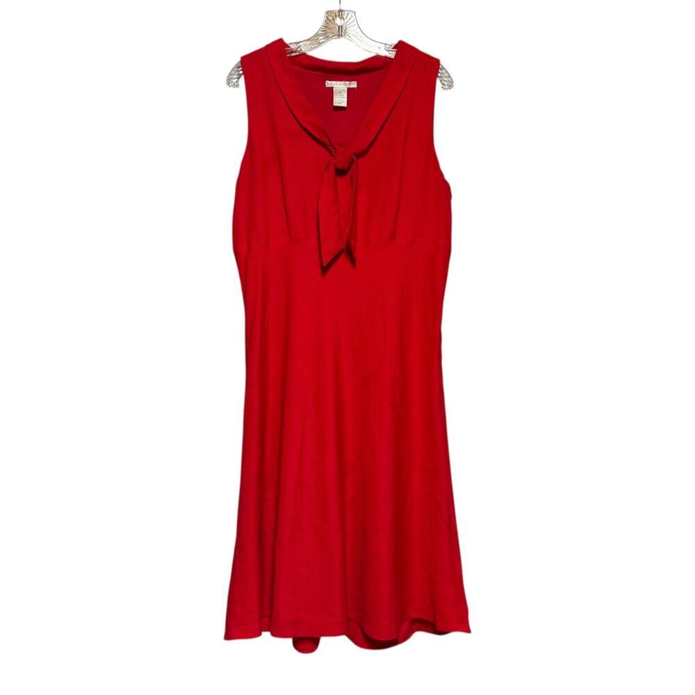 Sarah Spencer Sleeveless V-Neck Linen Dress Red 16
